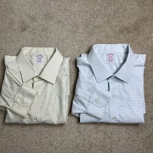 2 Brooks Brothers‎ Shirt Mens 18-34 Plaid Supima Cotton Non Iron Traditional